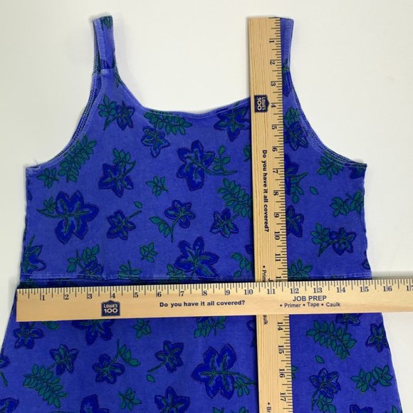 Fresh Produce Floral Dress Tank T-Shirt Cotton Blue Green Teal Fern Tropical M - Picture 12 of 12